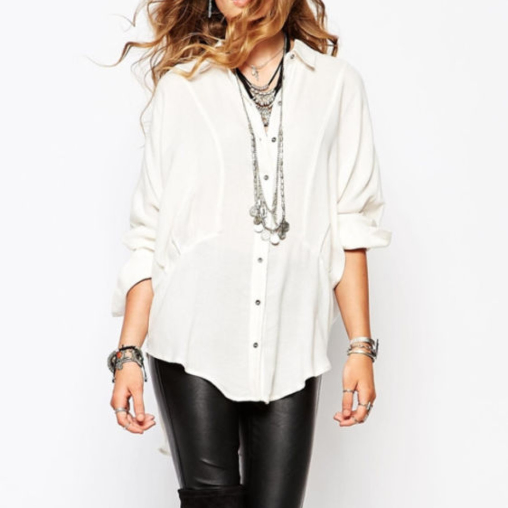 Free People Oversized ivory Blouse